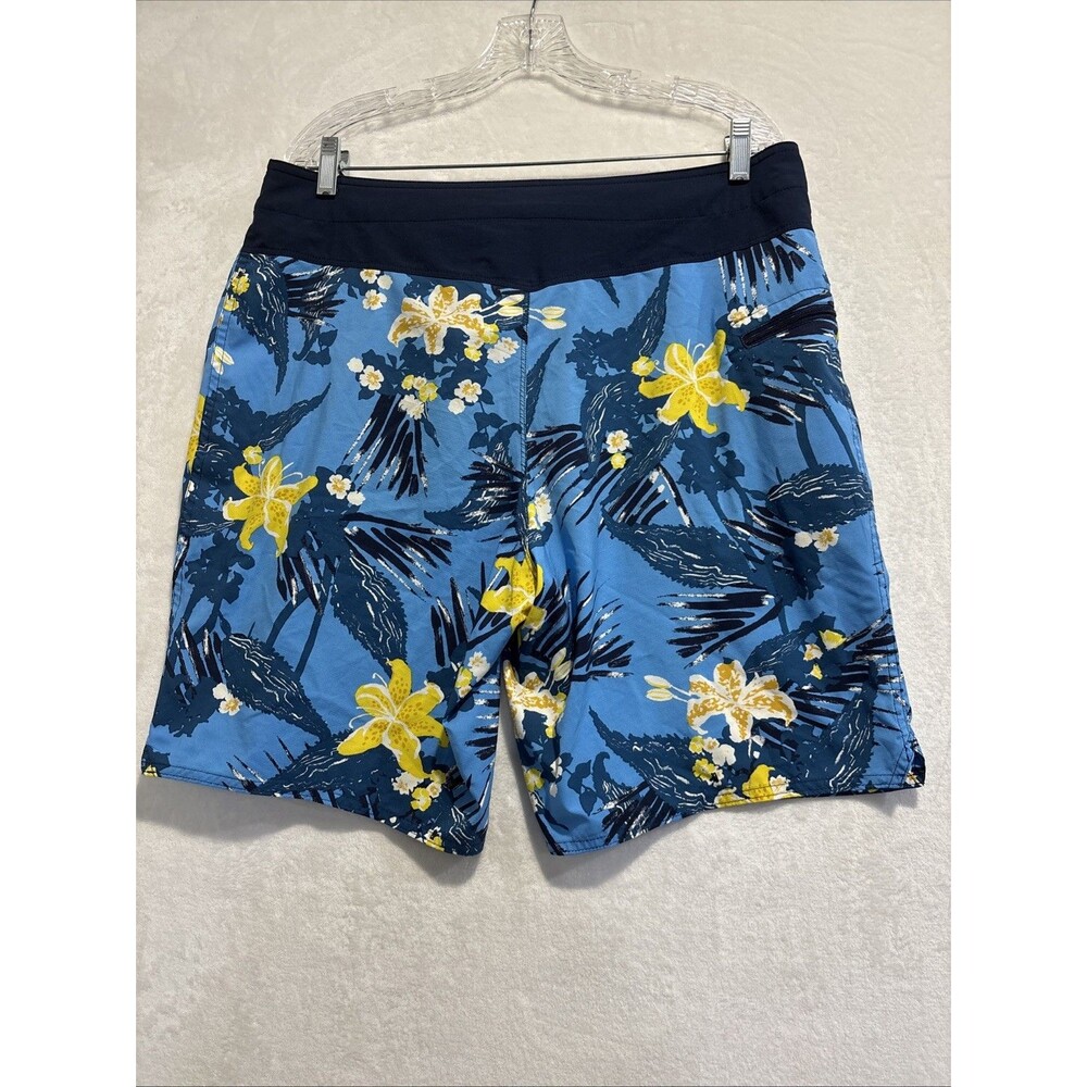 Patagonia Men's 36 Blue Yellow Stretch Planing Board Shorts Tropical Floral Swim - Picture 7 of 15